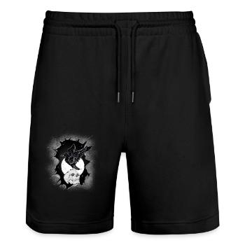 Halloween Rabe Krähe Skull Schädel Totenkopf - Stanley/Stella Unisex Bio Joggingshorts Trainer  - Schwarz - Vorne - Nik (191cm) & Marisol (170cm)