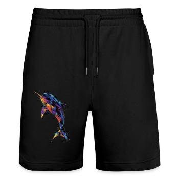 Narwal - Stanley/Stella Unisex Bio Joggingshorts Trainer  - Schwarz - Vorne - Nik (191cm) & Marisol (170cm)