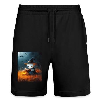 Cadeau d’Halloween Femmes Hommes Enfants Décoration - Short de jogging bio TRAINER Stanley/Stella unisexe - noir - Devant - Nik (191cm) & Marisol (170cm)