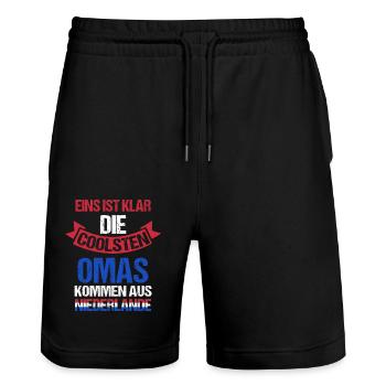 Holland Oma Großmutter Niederländer Niederlande - Stanley/Stella Unisex Bio Joggingshorts Trainer  - Schwarz - Vorne - Nik (191cm) & Marisol (170cm)