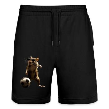 Rat - Short de jogging bio TRAINER Stanley/Stella unisexe - noir - Devant - Nik (191cm) & Marisol (170cm)