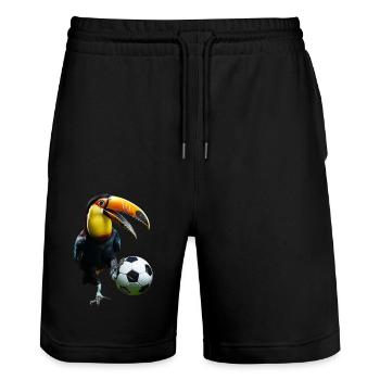 Toucan - Stanley/Stella Trainer Unisex Organic Jogging Shorts - black - Front - Nik (191cm) & Marisol (170cm)