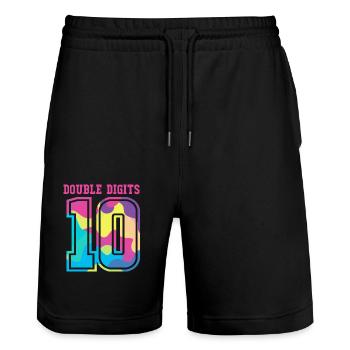 10th Birthday Ten Year of Birth Date of Birth Date of Birth - Stanley/Stella Trainer Unisex Organic Jogging Shorts - black - Front - Nik (191cm) & Marisol (170cm)