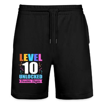 23rd Birthday Ten Year of Birth Date of Birth Date of Birth - Stanley/Stella Trainer Unisex Organic Jogging Shorts - black - Front - Nik (191cm) & Marisol (170cm)