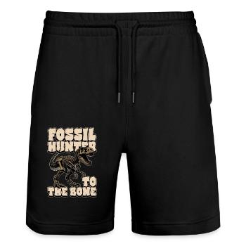 Fossil Hunter To The Bone Loves Fossil Collecting - Stanley/Stella Unisex Bio Joggingshorts Trainer  - Schwarz - Vorne - Nik (191cm) & Marisol (170cm)