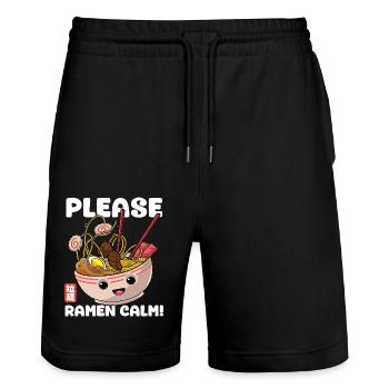 Please Ramen Calm Funny Noodles Japanese Food - Stanley/Stella Trainer Unisex Organic Jogging Shorts - black - Front - Nik (191cm) & Marisol (170cm)