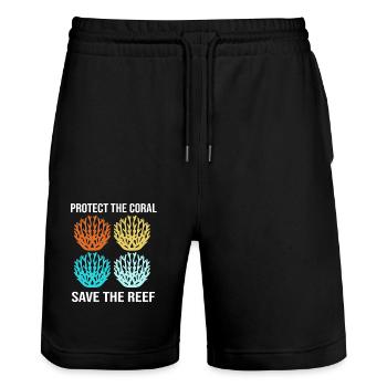 Aquarium Aquarist - Stanley/Stella Trainer Unisex Organic Jogging Shorts - black - Front - Nik (191cm) & Marisol (170cm)
