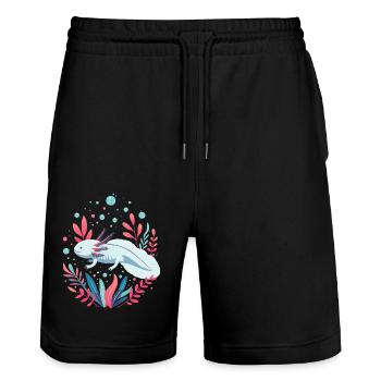 Axolotl - Short de jogging bio TRAINER Stanley/Stella unisexe - noir - Devant - Nik (191cm) & Marisol (170cm)