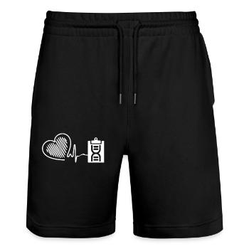 Genetic Counselor Genetic Counselor Heartbeat - Stanley/Stella Trainer Unisex Organic Jogging Shorts - black - Front - Nik (191cm) & Marisol (170cm)