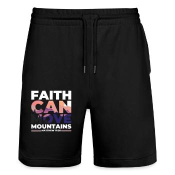 Faith can move Mountains, christliches Geschenk. - Stanley/Stella Unisex Bio Joggingshorts Trainer  - Schwarz - Vorne - Nik (191cm) & Marisol (170cm)