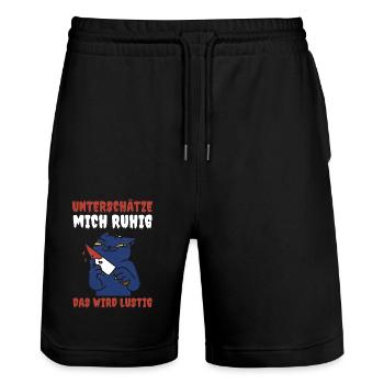 Cat underestimate me, it's going to be funny - Stanley/Stella Trainer Unisex Organic Jogging Shorts - black - Front - Nik (191cm) & Marisol (170cm)