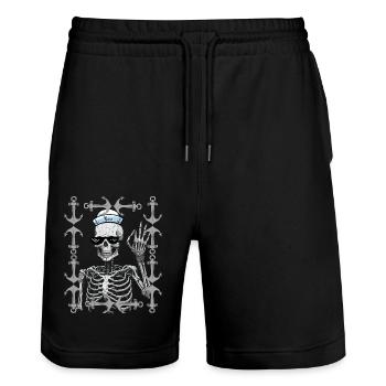 maritim Halloween Matrose Moin Seefahrer Seemann - Stanley/Stella Unisex Bio Joggingshorts Trainer  - Schwarz - Vorne - Nik (191cm) & Marisol (170cm)