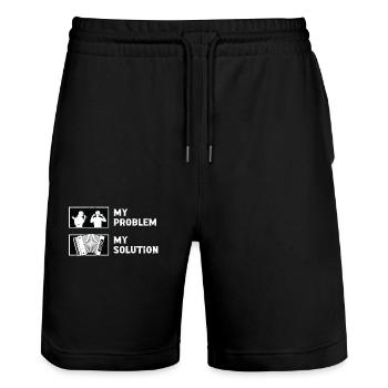 Accordion Player My Problem My Pictogram Dad Mom - Stanley/Stella Unisex Bio Joggingshorts Trainer  - Schwarz - Vorne - Nik (191cm) & Marisol (170cm)
