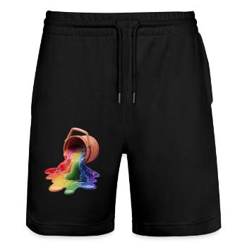 Color Splash für Männer und Frauen - Stanley/Stella Unisex Bio Joggingshorts Trainer  - Schwarz - Vorne - Nik (191cm) & Marisol (170cm)