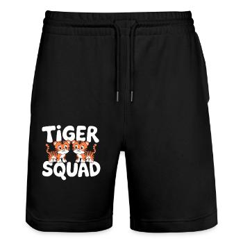 Tiger Group Design Tiger Squad - Stanley/Stella Trainer Unisex Organic Jogging Shorts - black - Front - Nik (191cm) & Marisol (170cm)