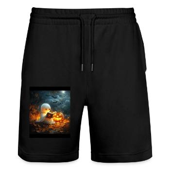 Cadeau d’Halloween Femmes Hommes Enfants Décoration - Short de jogging bio TRAINER Stanley/Stella unisexe - noir - Devant - Nik (191cm) & Marisol (170cm)