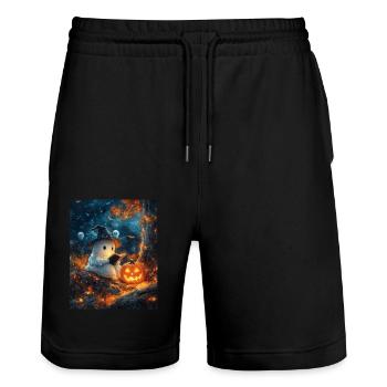 Cadeau d’Halloween Femmes Hommes Enfants Décoration - Short de jogging bio TRAINER Stanley/Stella unisexe - noir - Devant - Nik (191cm) & Marisol (170cm)