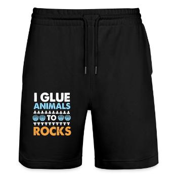 Aquarium Aquarist - Stanley/Stella Trainer Unisex Organic Jogging Shorts - black - Front - Nik (191cm) & Marisol (170cm)