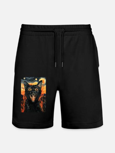 Katze - Stanley/Stella Unisex Bio Joggingshorts Trainer - Schwarz