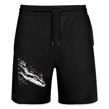 Gecko - Short de jogging bio TRAINER Stanley/Stella unisexe - noir - Devant - Nik (191cm) & Marisol (170cm)