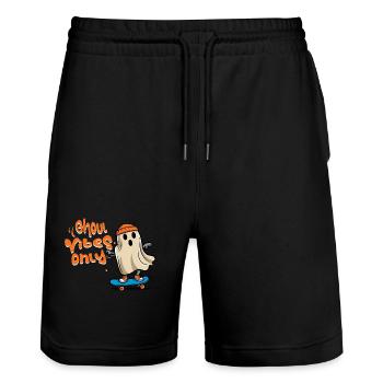 Ghoul Vibes Only Funny Cool Saying Design - Stanley/Stella Trainer Unisex Organic Jogging Shorts - black - Front - Nik (191cm) & Marisol (170cm)