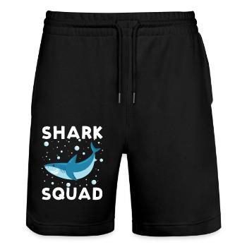Cool Shark Squad with Surfboard Summer Vibes - Stanley/Stella Unisex Bio Joggingshorts Trainer  - Schwarz - Vorne - Nik (191cm) & Marisol (170cm)