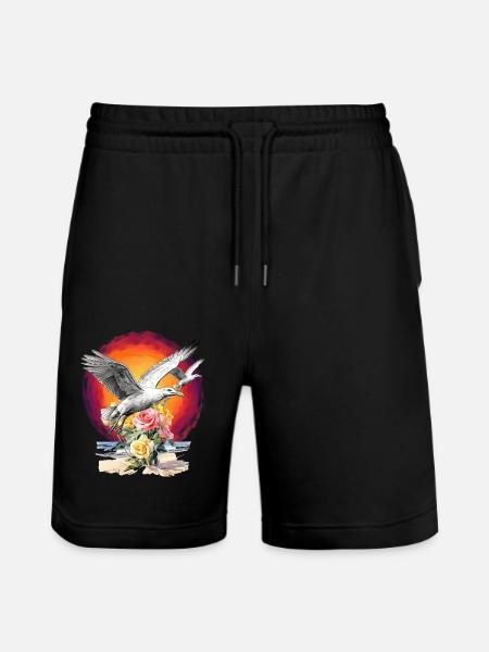 Seagulls Seagull Seagulls Maritime Sunset - Stanley/Stella Trainer Unisex Organic Jogging Shorts - black