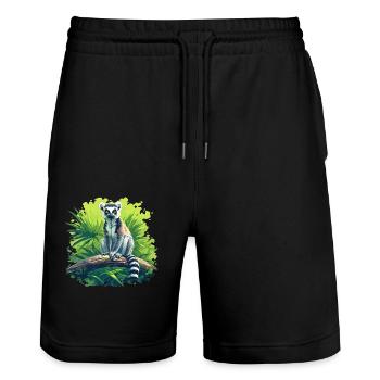 Lemuren Lemurs Lemur - Stanley/Stella Trainer Unisex Organic Jogging Shorts - black - Front - Nik (191cm) & Marisol (170cm)
