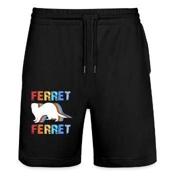 Frettchen - Stanley/Stella Unisex Bio Joggingshorts Trainer  - Schwarz - Vorne - Nik (191cm) & Marisol (170cm)