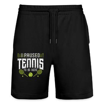 Funny Tennis Player Racket I - Stanley/Stella Unisex Bio Joggingshorts Trainer  - Schwarz - Vorne - Nik (191cm) & Marisol (170cm)