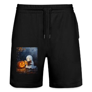 Cadeau d’Halloween Femmes Hommes Enfants Décoration - Short de jogging bio TRAINER Stanley/Stella unisexe - noir - Devant - Nik (191cm) & Marisol (170cm)