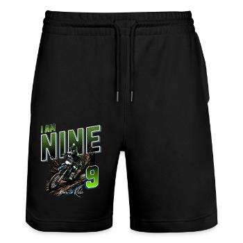 Motocross 9th Birthday - Stanley/Stella Trainer Unisex Organic Jogging Shorts - black - Front - Nik (191cm) & Marisol (170cm)