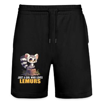 Lemuren Lemurs Lemur - Stanley/Stella Trainer Unisex Organic Jogging Shorts - black - Front - Nik (191cm) & Marisol (170cm)