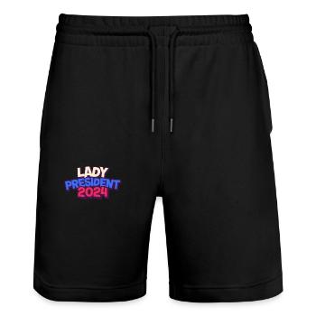 Lady President 2024: Kamala Harris for Future - Stanley/Stella Unisex Bio Joggingshorts Trainer  - Schwarz - Vorne - Nik (191cm) & Marisol (170cm)