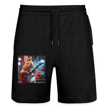 Lapin - Short de jogging bio TRAINER Stanley/Stella unisexe - noir - Devant - Nik (191cm) & Marisol (170cm)