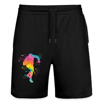 Lanceur de poids Colorsplash Lancer de poids - Short de jogging bio TRAINER Stanley/Stella unisexe - noir - Devant - Nik (191cm) & Marisol (170cm)