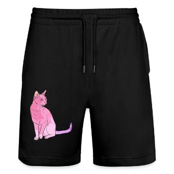Bombay cat Bombay cat Colorful - Stanley/Stella Trainer Unisex Organic Jogging Shorts - black - Front - Nik (191cm) & Marisol (170cm)