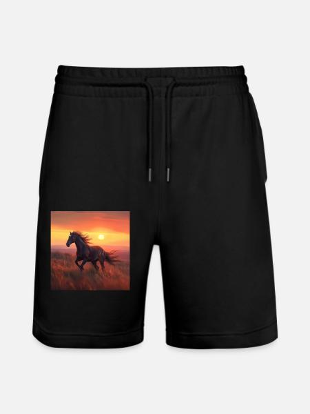 Pferd - Stanley/Stella Unisex Bio Joggingshorts Trainer - Schwarz