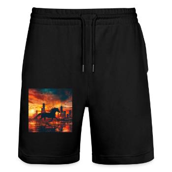 Pferd - Stanley/Stella Unisex Bio Joggingshorts Trainer  - Schwarz - Vorne - Nik (191cm) & Marisol (170cm)