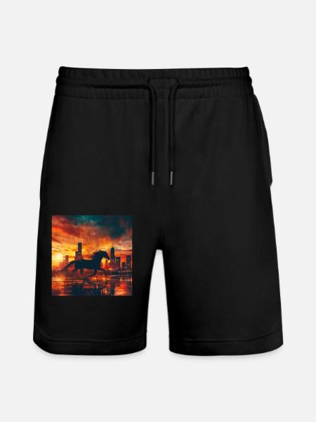Pferd - Stanley/Stella Unisex Bio Joggingshorts Trainer - Schwarz