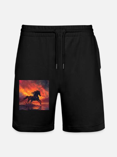Pferd - Stanley/Stella Unisex Bio Joggingshorts Trainer  - Schwarz