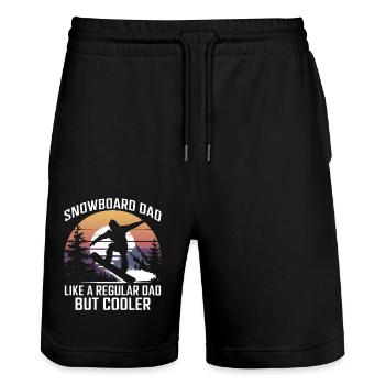 Snowboarderin Spruch Papa Snowboarding Geschenk - Stanley/Stella Unisex Bio Joggingshorts Trainer  - Schwarz - Vorne - Nik (191cm) & Marisol (170cm)
