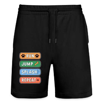 Dock Diving Saying Dog Diving Dock Diving Gift - Stanley/Stella Trainer Unisex Organic Jogging Shorts - black - Front - Nik (191cm) & Marisol (170cm)