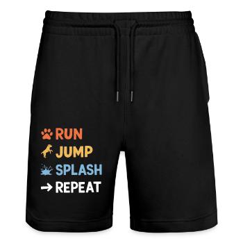 Dock Diving Spruch Dog Diving Dock Diving Geschenk - Stanley/Stella Unisex Bio Joggingshorts Trainer  - Schwarz - Vorne - Nik (191cm) & Marisol (170cm)