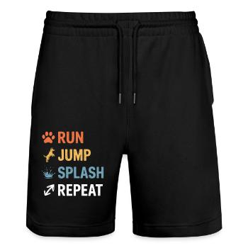 Dock Diving Spruch Dog Diving Dock Diving Geschenk - Stanley/Stella Unisex Bio Joggingshorts Trainer  - Schwarz - Vorne - Nik (191cm) & Marisol (170cm)