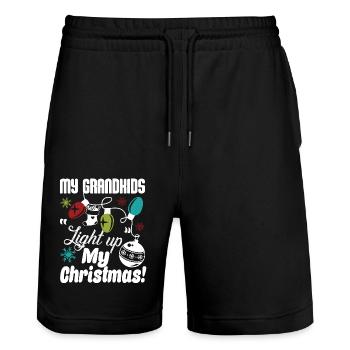 Grandkid My Grandkids Light Up My Christmas - Stanley/Stella Trainer Unisex Organic Jogging Shorts - black - Front - Nik (191cm) & Marisol (170cm)