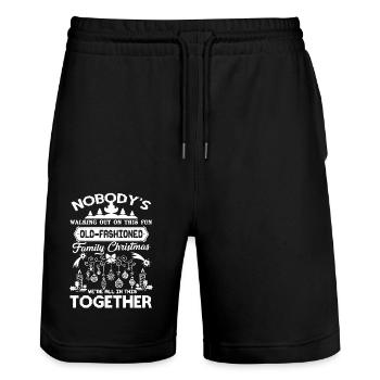 Christmas Family Christmas - Stanley/Stella Trainer Unisex Organic Jogging Shorts - black - Front - Nik (191cm) & Marisol (170cm)