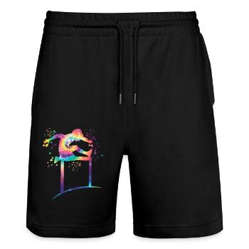 Course de haies Course d’obstacles Courses de haies pour enfants - Short de jogging bio TRAINER Stanley/Stella unisexe - noir - Devant - Nik (191cm) & Marisol (170cm)