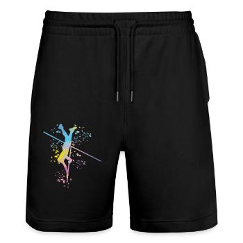 Pole Vaulter Kids Pole Vault - Stanley/Stella Trainer Unisex Organic Jogging Shorts - black - Front - Nik (191cm) & Marisol (170cm)
