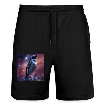 Penguin - Stanley/Stella Trainer Unisex Organic Jogging Shorts - black - Front - Nik (191cm) & Marisol (170cm)